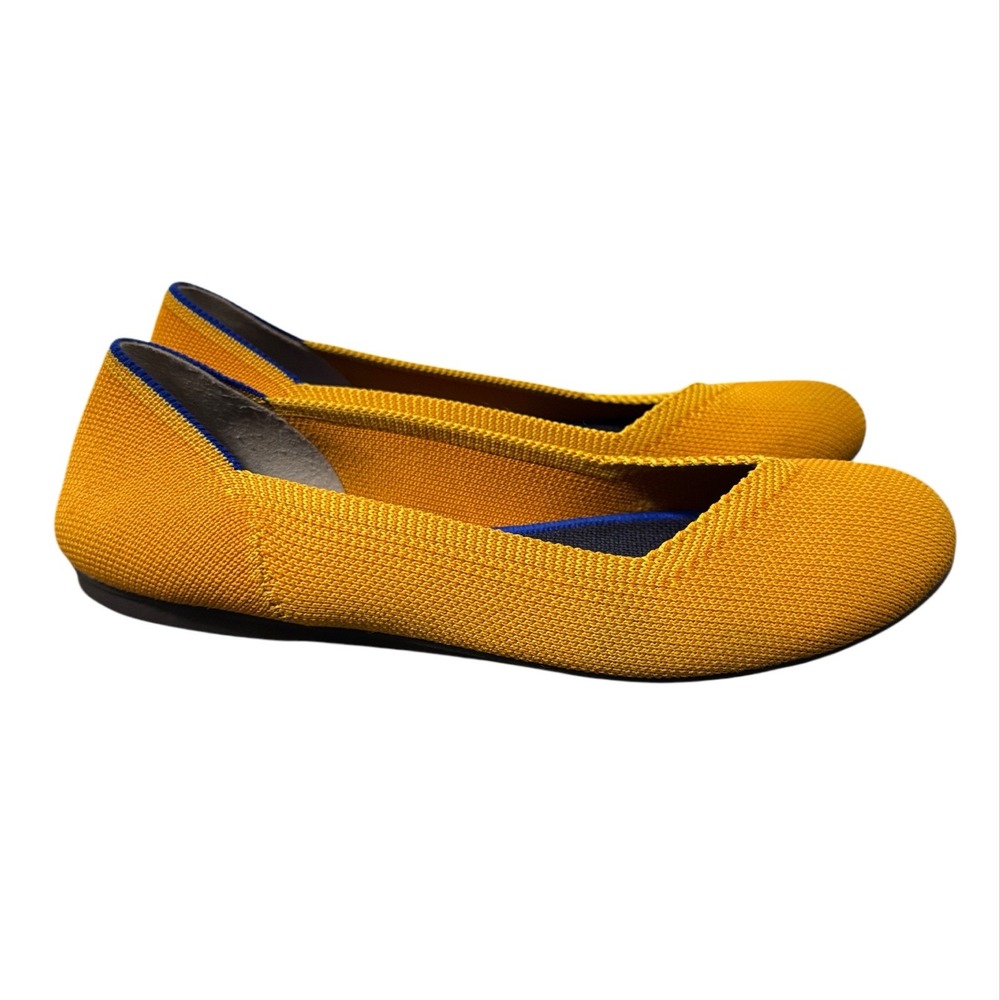 Rothys The Point Saffron Yellow Knit Flats Womens 6.5 Minimalist Comfort Classic